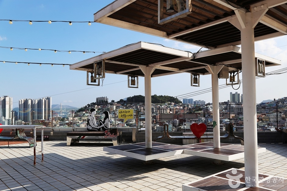 Shelters, steps and viewing deck at Hocheon Cultural Platform